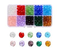 Perle en Cristal,500 pièces 6mm x 5mm Perles de Verre à Facettes Pierre Semi Precieuse Accessoires pour Bijoux Bracelet Collier et Fabrication Bijoux,10 Couleurs