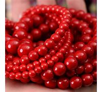 Perle En Pierre Naturelle De 4 À 12mm,En Lave,Jaspe,?Il De Tigre,Agate,Quartz,Ronde,Pour La Fabrication De Bijoux,Bracelet,Cadeau Du Nouvel An - Type Red Coral-6mm Approx 61 Beads
