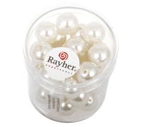 Rayher Renaissance Cire 14403102 Perles de verre 10 mm blanc tubo de 35