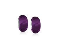 Perle en verre de Murano à facettes de couleur unie translucide pour femmes et jeunes - Cœur en argent sterling 925 - Plus de couleurs, 0.39, Verre, Pas de gemme