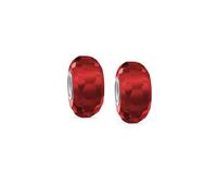 Perle en verre de Murano à facettes de couleur unie translucide pour femmes et jeunes - Cœur en argent sterling 925 - Plus de couleurs, 0.39, Verre, Pas de gemme