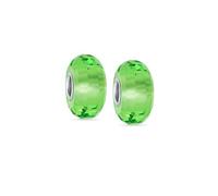 Perle en verre de Murano à facettes de couleur unie translucide pour femmes et jeunes - Cœur en argent sterling 925 - Plus de couleurs, 8, Verre, Pas de gemme