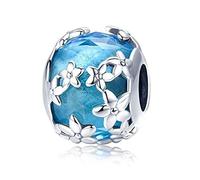Perle en verre de Murano en argent sterling pour bracelets à breloques Pandora, Argent sterling Cristal Argent sterling, Ambre