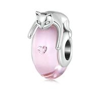 Perle en verre de Murano en argent sterling pour bracelets à breloques Pandora, Argent sterling Cristal Argent sterling