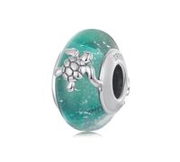 Perle en verre Murano Tortue pour bracelets Pandora,breloque perle verte en argent sterling 925, cadeau pour maman et amie
