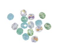 Perle facettée en verre - RAYHER - 6mm - Vert marin - Boîte de 50 pièces