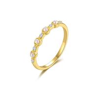 Perle Ring Vintage, bagues de fiançailles pour femmes/forme ronde jaune moitié de l'éternité pour les bijoux de proposition