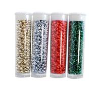 Perle Rocaille 4 Tubes 8 G Doré Argenté Rouge Vert
