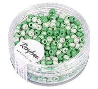 Rayher Perles rocaille, vert, 1 boite, 17g, ø 2,6mm, rocailles, mat, nacré, arts créatifs, bijoux, tissage, broderie-1407000, Teintes vertes, Tons verts