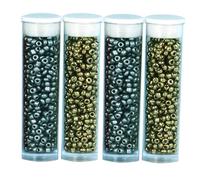 Perle Rocaille Tubes 8 G Argenté Doré 4 Pièces