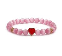Perle Ronde Extensible de 8 mm - Pierre Naturelle en Forme de cœur d'amour, Cadeau de Bonne Chance pour Elle.