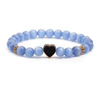 Perle Ronde Extensible de 8 mm - Pierre Naturelle en Forme de cœur d'amour, Cadeau de Bonne Chance pour Elle.