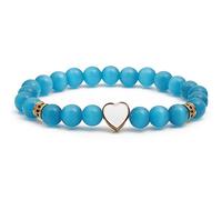 Perle Ronde Extensible de 8 mm - Pierre Naturelle en Forme de cœur d'amour, Cadeau de Bonne Chance pour Elle.