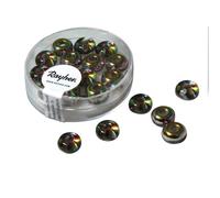 Perle Verre Grand Trou,Transp.Métal.Ø9mm, Arc En Ciel, Trou Ø 3mm, Boîte 14 Pces