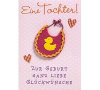 Perleberg 7310021-2 Carte de naissance en feutre Motif bavoir fille 11,6 x 16,6 cm