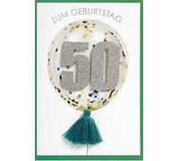 Perleberg Carte d'anniversaire 50 ans de qualité supérieure - Élégante carte d'anniversaire avec enveloppe - 11,6 x 16,6 cm