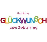 Perleberg Carte d'anniversaire Basic Classic - Lettres colorées, paysage - 11,6 x 16,6 cm