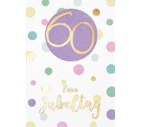 Perleberg Carte d'anniversaire de haute qualité avec 60 points et carte d'anniversaire 60 ans avec enveloppe pour une surprise réussie 11,6 x 16,6 cm