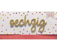 Perleberg Carte d'anniversaire de qualité supérieure avec inscription dorée - Carte d'anniversaire élégante pour 60e anniversaire avec enveloppe - Magnifiques cartes d'anniversaire 11 x 22 cm pour une