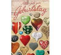 Perleberg Carte d'anniversaire de qualité supérieure de la collection Basic Classic avec motif cœur coloré - Avec enveloppe - 11,6 x 16,6 cm