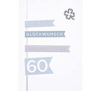 Perleberg Carte d'anniversaire de qualité supérieure de la collection Diamond - Carte élégante pour 60e anniversaire de qualité supérieure - Jolies cartes d'anniversaire avec enveloppe - Carte d'anniversaire 11,6 x 16,6 cm