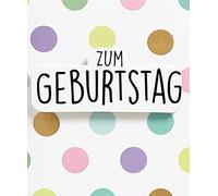 Perleberg Carte d'anniversaire de qualité supérieure de la collection Midi Card - Carte d'anniversaire avec pois et lettrage - Jolies cartes d'anniversaire de qualité supérieure avec enveloppe et pince 6,5 x 8 cm