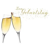 Perleberg Carte d'anniversaire de qualité supérieure de la collection Midi Card - Carte d'anniversaire avec motif flûtes à champagne - Jolies cartes d'anniversaire de qualité supérieure avec enveloppe