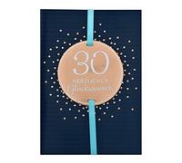 Perleberg Carte d'anniversaire pour 30 ans - Collection Lettering Design - Carte d'anniversaire avec cercle et ruban - Cartes d'anniversaire avec enveloppe assortie - Carte de vœux de 11,6 x 16,6 cm
