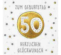 Perleberg Carte d'anniversaire pour 50 ans - Élégante carte d'anniversaire avec enveloppe - 15 x 15 cm - Carte d'anniversaire pour une surprise réussie