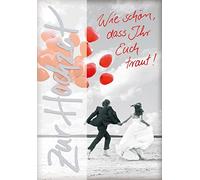 Perleberg Carte de mariage avec motif de couple et texte - Collection Basic Classic - Carte de mariage de qualité supérieure - Cadeau d'amour pour mariage avec enveloppe - 11,6 x 16,6 cm