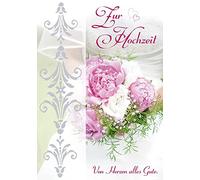 Perleberg Carte de mariage avec motif floral et texte - Collection Basic Classic - Carte de mariage de qualité supérieure - Joli cadeau pour mariage avec enveloppe - 11,6 x 16,6 cm