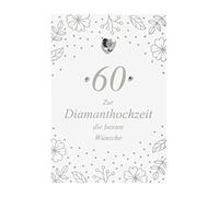 Perleberg - Carte de mariage chic avec cœur en cristal - Magnifique carte de mariage diamant 11,6 x 16,6 cm - Carte de mariage avec enveloppe - Cartes de mariage spéciales et de qualité supérieure