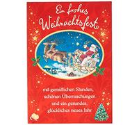 Perleberg Carte de Noël Basic Classic - Luge de Noël - 11,6 x 16,6 cm