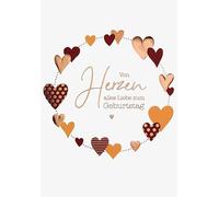 Perleberg Lifestyle Collection Carte d'anniversaire de qualité supérieure avec texte et motif cœur - Carte d'anniversaire colorée avec enveloppe - Cartes d'anniversaire de qualité supérieure 11,6 x 16,6 cm