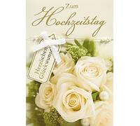 Perleberg Lifestyle Collection Carte de mariage avec motif rose et texte - Carte de mariage de qualité supérieure - Joli cadeau de mariage avec enveloppe - 11,6 x 16,6 cm