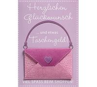 Perleberg Lifestyle Collection Carte pour billets avec motif shopping et enveloppe pour argent 11,6 x 16,6 cm