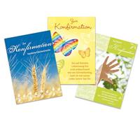 Perleberg Lot de 3 cartes de confirmation - Lot de 3 cartes de confirmation - Cartes de confirmation avec différents motifs - Cartes de vœux avec enveloppe de couleur assortie en 11,6 x 16,6 cm