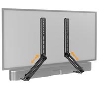 Perlegear Support de barre de son avec hauteur réglable, support de montage pour barre de son sous ou au-dessus d'un téléviseur jusqu'à 6,8 kg avec longues plaques d'extension amovibles, support de