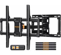 Perlegear Support mural Full Motion pour la plupart des téléviseurs plats/incurvés jusqu'à 45,4 kg, support TV avec deux bras articulés, pivotant, inclinaison sans outils, extension, VESA max 600 x 400 mm, PGLF12