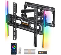 Perlegear Support Mural TV avec Lumières LED pour Téléviseurs de 26 à 65 Pouces Jusqu'à 45 kg, VESA Max 400x400 mm, Pivot, Extension, Inclinaison et Rétroéclairage Musical, PGMF20