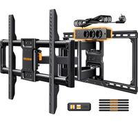 Perlegear Support Mural TV Mouvement Complet Multiprise TV 42 à 90 Pouces à 68 kg, Support TV préassemblé avec Pivotement, Inclinaison, VESA Max 600 x 400 mm, PGLF11