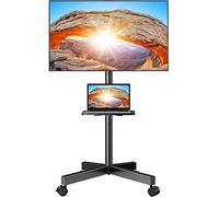Perlegear Support TV roulettes Support TV Pied sur roulettes Mobile Meuble TV Chariot pour Television de 23-60 Pouces-LCD/LED/Incurvés,Support TV Pied sur roulettes Supporte 40 kg, Max VESA 400x400mm