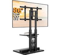 Perlegear Support TV sur Pied pour téléviseurs de 32-86" jusqu'à 60 kg, Pied TV Haut avec Panneau perforé et 6 réglages de Hauteur, Support TV pivotant avec Base en Bois, VESA Max 600x400mm PGFS13