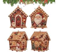 Perlenmalerei Weihnachtliche | Schneemänner Dekorative Holzhaus-Ornamente | Perlenkunst Herbst Party Wanddekoration - Für Frauen Männer Anfänger Wohnzimmer Studio Tür Fenster Geburtstag