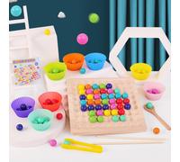 Perles À Clip En Bois Arc-En-Ciel, Jeu De Société D'entraînement, En Bois, Classification Des Couleurs Montessori, Jouets Éducatifs Empilés Pour Bébé
