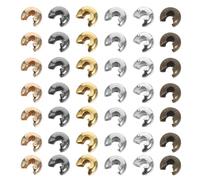 Perles à Écraser Demi Rondes Ouvertes Métalliques Dorées 300 Pcs Cache Perles à Écraser pour Création de Bijoux Tubes pour Fil à Finition pour Colliers et Bracelets DIY