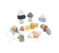 Perles à enfiler en bois fsc les oiseaux multicolore TU