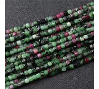 Perles à facettes en pierre de 2 à 3 mm, petites perles carrées en verre de grenat de quartz pour la fabrication de bijoux, accessoires de couture - N° 16 Epidote - 2 à 3 mm