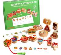 Perles à Lacer Fruits et légumes en Bois Jouets à Lacer avec Corde et Sac de Rangement pour 3 Ans Plus Jouets éducatifs Lisses pour garçons Filles en Bois pour Les Tout-peti
