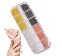 Perles à ongles 3D - Ensemble de manucure en or argenté, pièces d'art de taille mixte | Décoration brillante Caviar Embelli, paquet de fourniture d'artisanat de bijoux en métal pour u